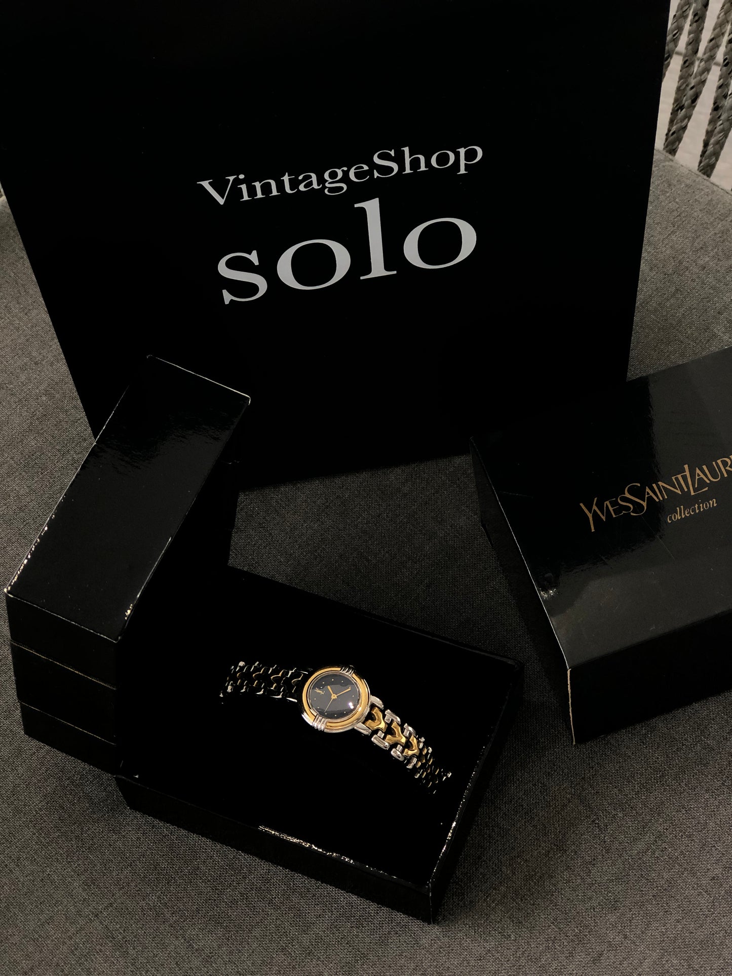 Yves Saint Laurent YSL Logo Watch Gold×Silver 5430-F43089 Vintage vvmgf8