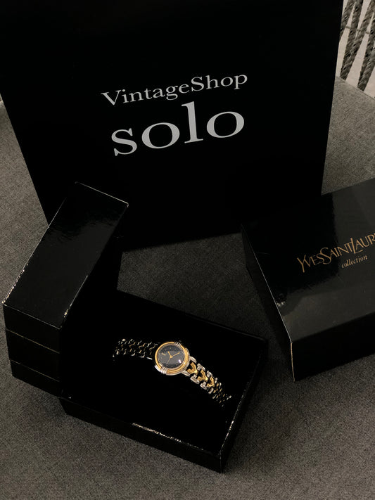 Yves Saint Laurent YSL Logo Watch Gold×Silver 5430-F43089 Vintage vvmgf8