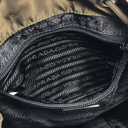 PRADA Triangle Logo Double Pocket Nylon Backpack Olive Green Vintage Old jp8x5n