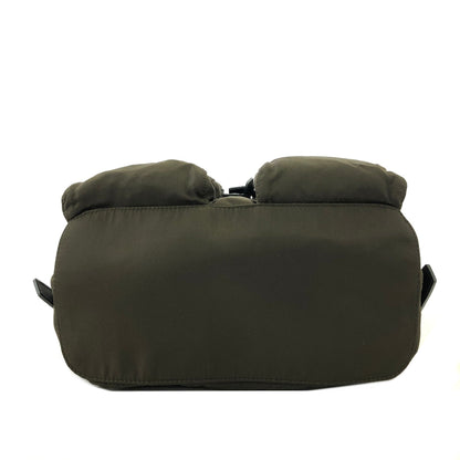 PRADA Triangle Logo Double Pocket Nylon Backpack Olive Green Vintage Old jp8x5n