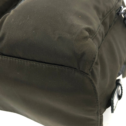 PRADA Triangle Logo Double Pocket Nylon Backpack Olive Green Vintage Old jp8x5n