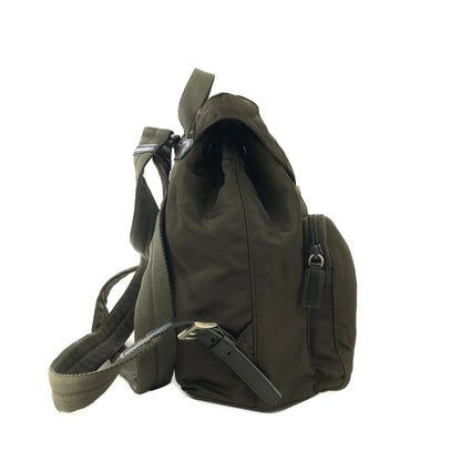 PRADA Triangle Logo Double Pocket Nylon Backpack Olive Green Vintage Old jp8x5n