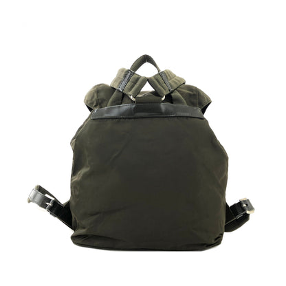 PRADA Triangle Logo Double Pocket Nylon Backpack Olive Green Vintage Old jp8x5n