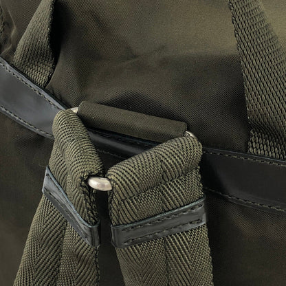 PRADA Triangle Logo Double Pocket Nylon Backpack Olive Green Vintage Old jp8x5n