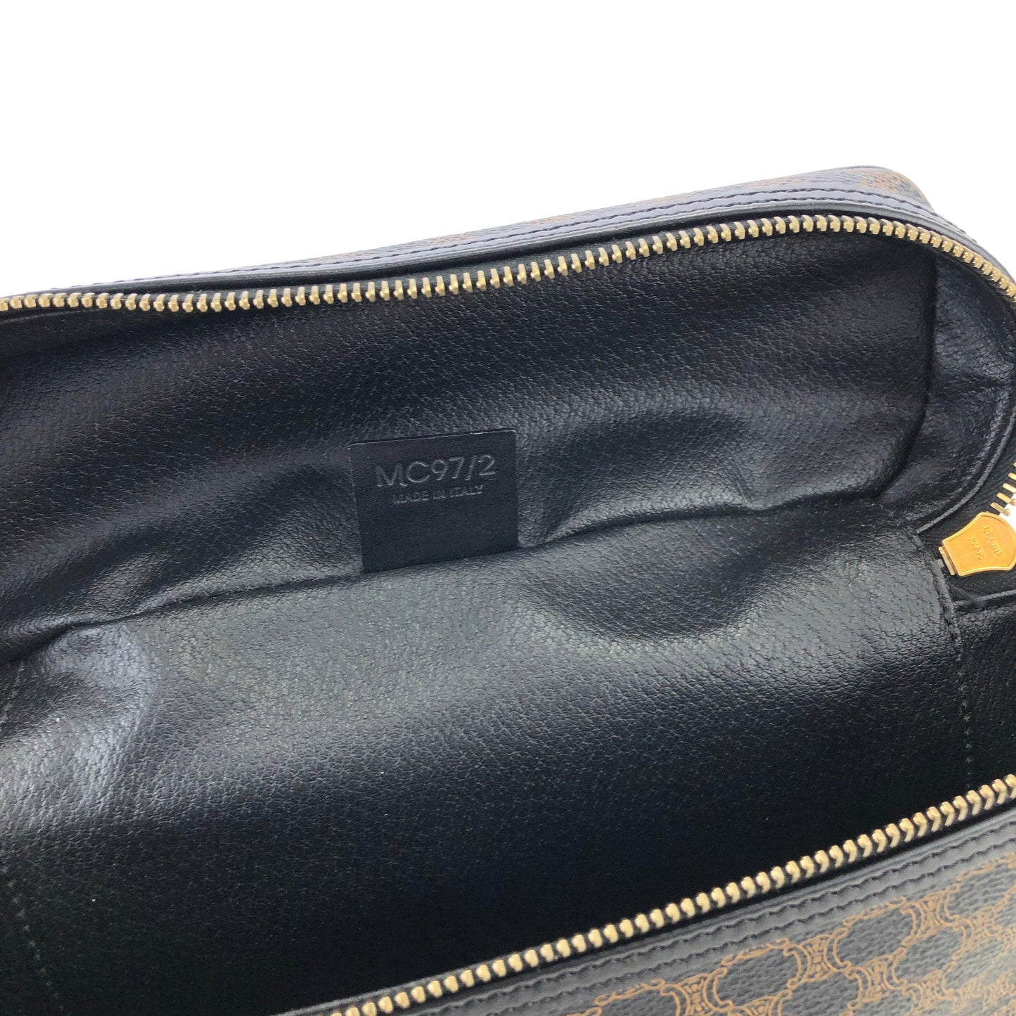 CELINE Macadam Blason Vanity bag Hand bag Black Vintage Old Celine 42j7dd