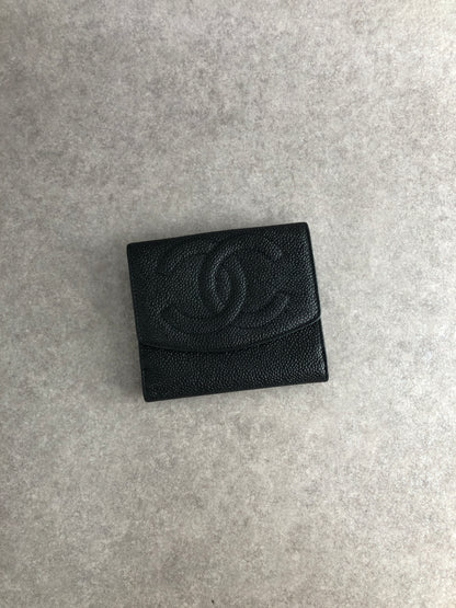 CHANEL Coco Mark Folded Wallet Black Vintage srpd6j