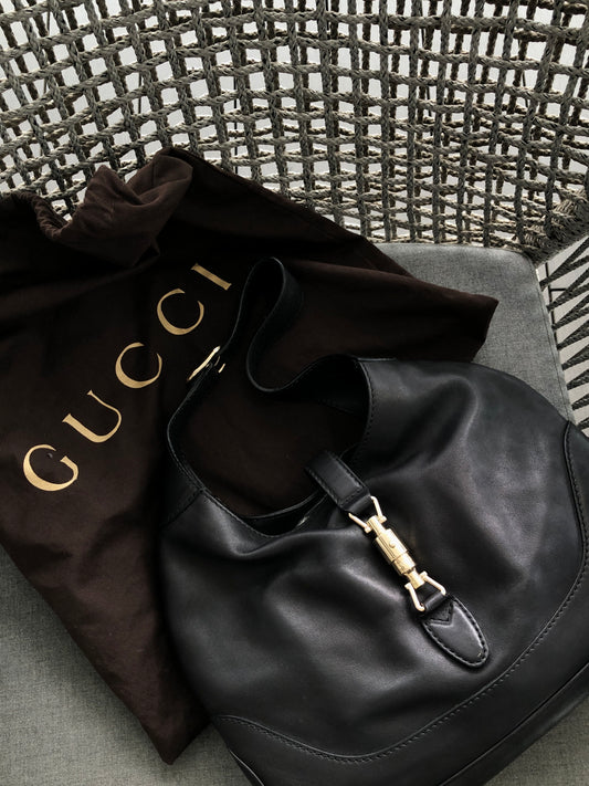 GUCCI Jackie Shoulder bag Black Vintage k7dm3y