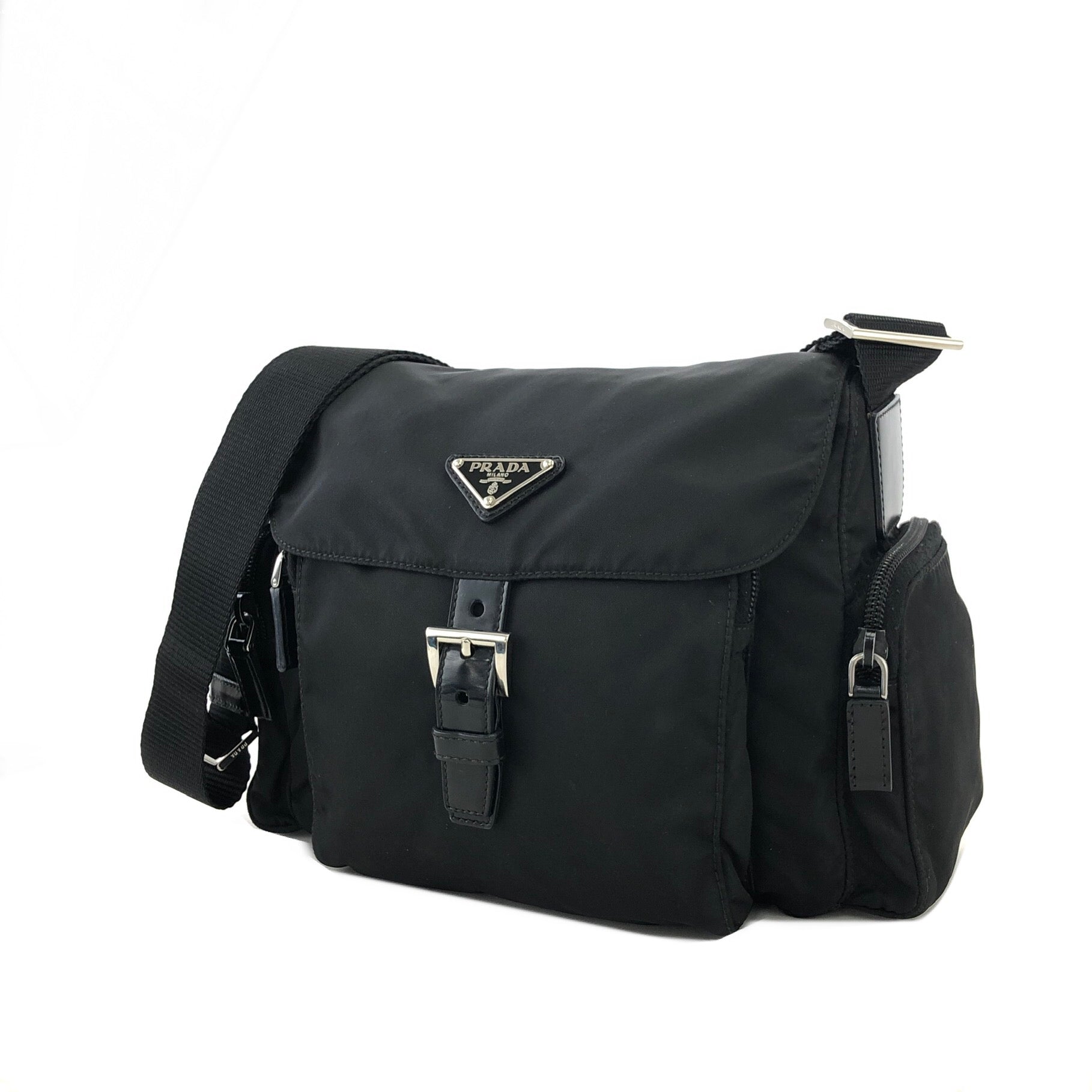 Black Re-Nylon Triangle cross-body bag, Prada