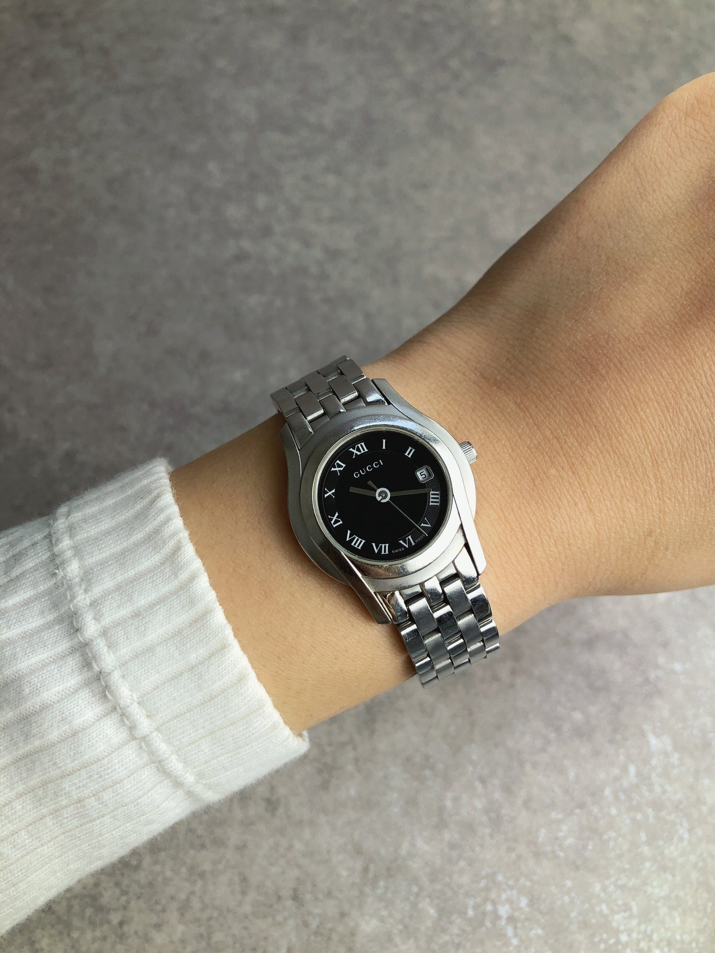 GUCCI Watch Black×Silver Vintage 5500L jbxibh