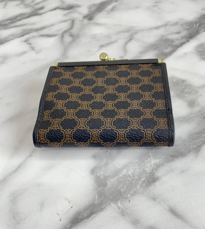CELINE Macadam Blason Clasp Bifold wallet Brown Vintage Old Celine e72fbj