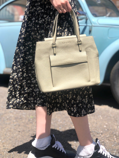 LOEWE Logo Front Pocket Embossed Leather Handbag Mint Green Vintage Old vaihgy