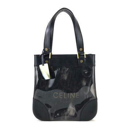 CELINE Blason 透明板吊飾皮革 PVC 手提包 黑色 復古 舊款 Celine ercjxm