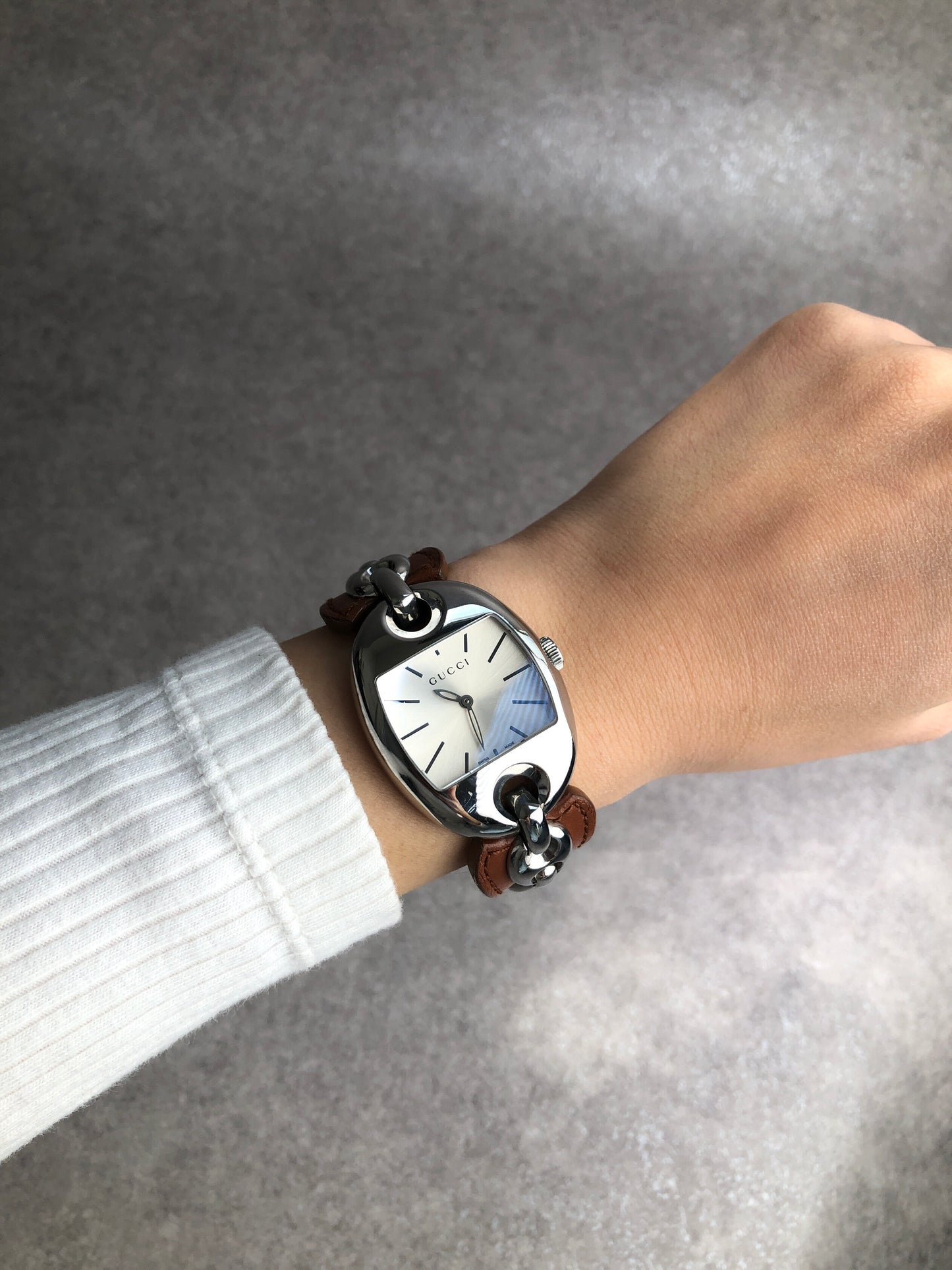 GUCCI Watch Silver×Brown YA121309 Vintage berjjr