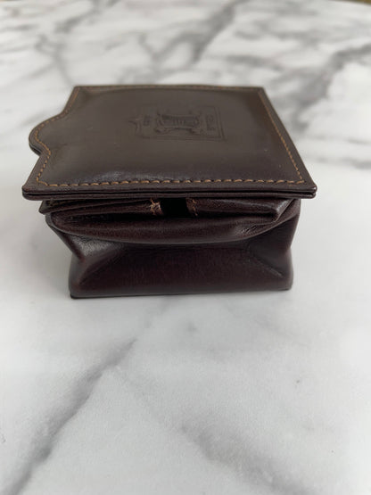 CELINE Blason Logo Leather Square Coin purse Mini Wallet Brown Vintage Old Celine xxufuw