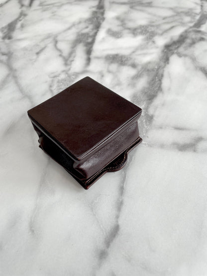 CELINE Blason Logo Leather Square Coin purse Mini Wallet Brown Vintage Old Celine xxufuw