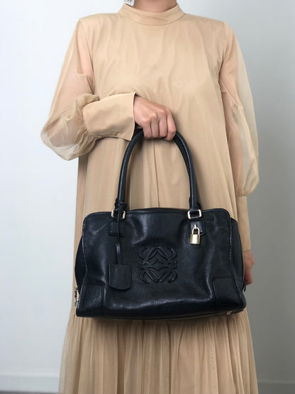 LOEWE Anagram Small Boston bag Handbag Black Vintage rtk3kf