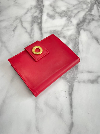 CELINE Circle Logo Clasp Wallet Red Vintage Old Celine eigc2b