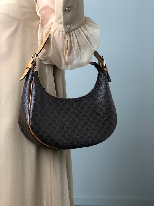 CELINE Macadam Shoulder bag Hobobag Brown Vintage w5cp57
