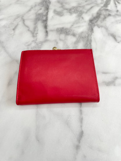 CELINE Circle Logo Clasp Wallet Red Vintage Old Celine eigc2b
