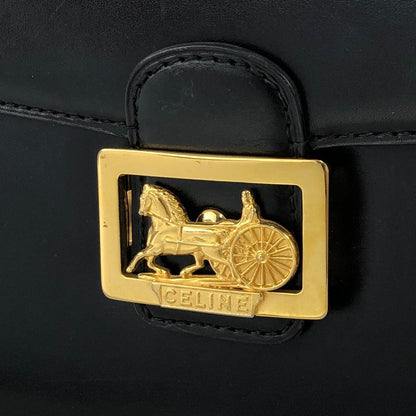 CELINE Horse carriage Crossbody Shoulderbag Black Vintage Old CELINE 3ne2y3
