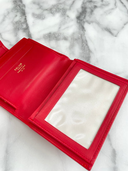 CELINE Circle Logo Clasp Wallet Red Vintage Old Celine eigc2b