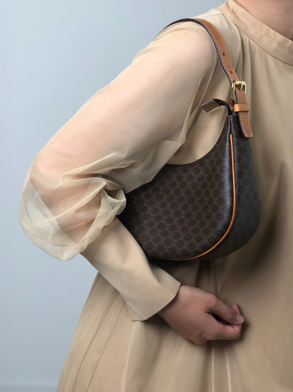 CELINE Macadam Shoulder bag Hobobag Brown Vintage w5cp57