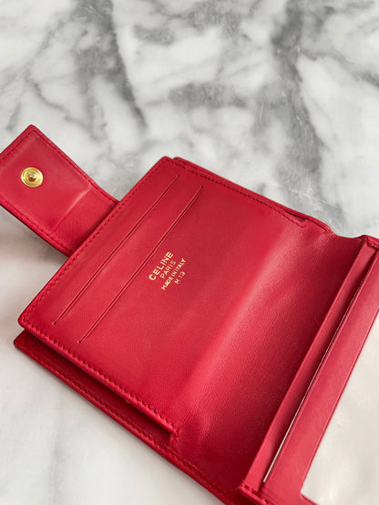 CELINE Circle Logo Clasp Wallet Red Vintage Old Celine eigc2b