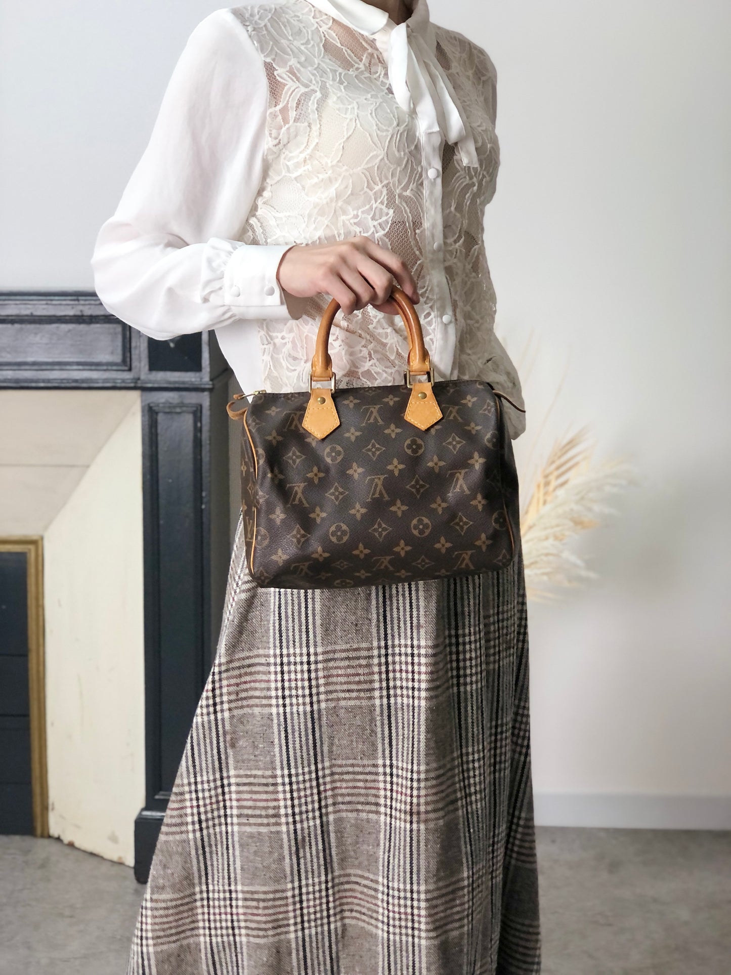 LOUIS VUITTON Monogram Small Boston bag Handbag Brown Vintage ffjgk5