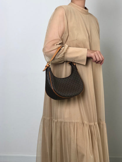 CELINE Macadam Shoulder bag Hobobag Brown Vintage w5cp57