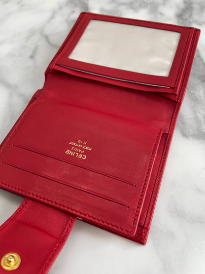 CELINE Circle Logo Clasp Wallet Red Vintage Old Celine eigc2b