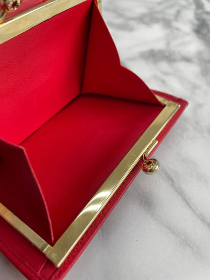 CELINE Circle Logo Clasp Wallet Red Vintage Old Celine eigc2b