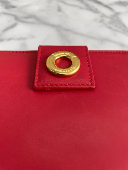 CELINE Circle Logo Clasp Wallet Red Vintage Old Celine eigc2b