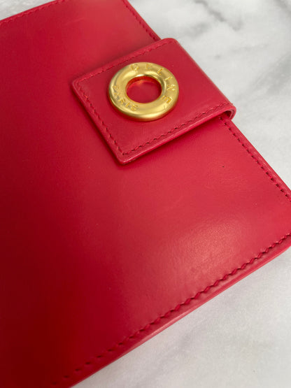 CELINE Circle Logo Clasp Wallet Red Vintage Old Celine eigc2b