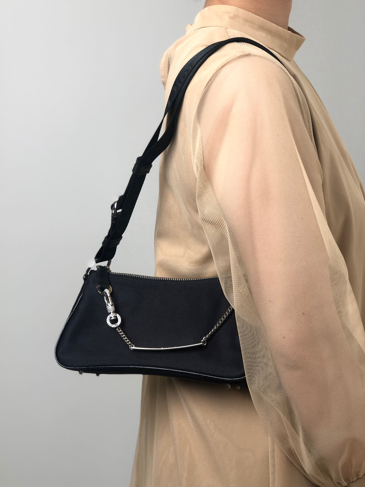 Christian Dior Logo Stone Shoulder bag Black Vintage 3ta7w7