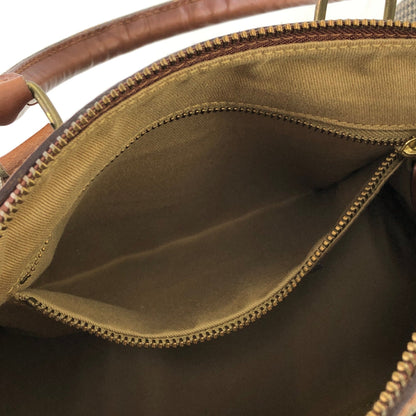 RALPH LAUREN Logo Houndstooth Boston bag Handbag Brown Vintage Old g7kdsy