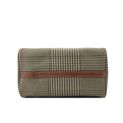 RALPH LAUREN Logo Houndstooth Boston bag Handbag Brown Vintage Old g7kdsy