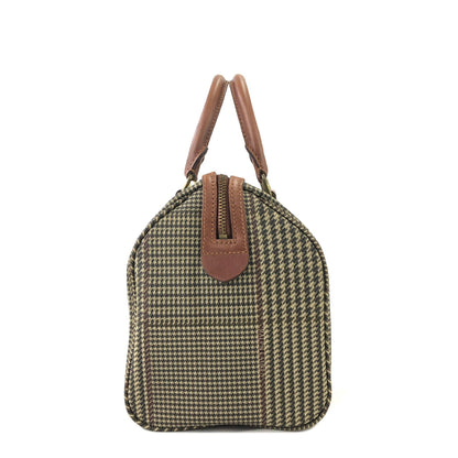 RALPH LAUREN Logo Houndstooth Boston bag Handbag Brown Vintage Old g7kdsy