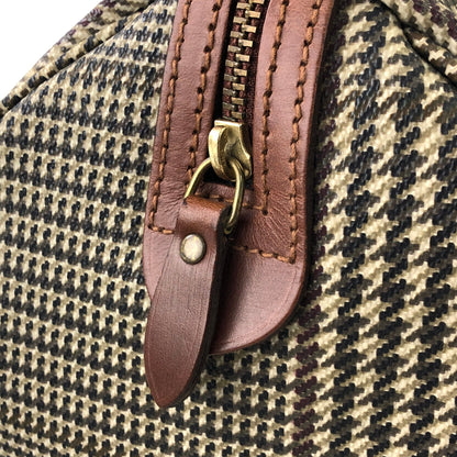 RALPH LAUREN Logo Houndstooth Boston bag Handbag Brown Vintage Old g7kdsy