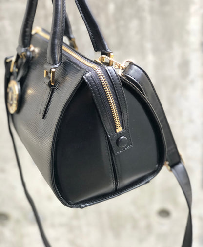 VALENTINO GARAVANI Logo Boston bag Shoulder bag Black Vintage Old ith8c2