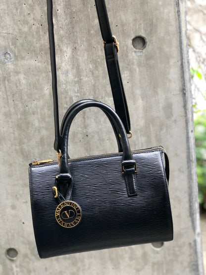 VALENTINO GARAVANI Logo Boston bag Shoulder bag Black Vintage Old ith8c2