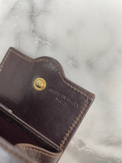 CELINE Blason Logo Leather Square Coin purse Mini Wallet Brown Vintage Old Celine xxufuw