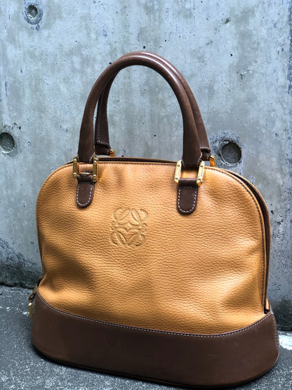 LOEWE  anagram Leather Bugatti Hand bag Brown kp5gpx