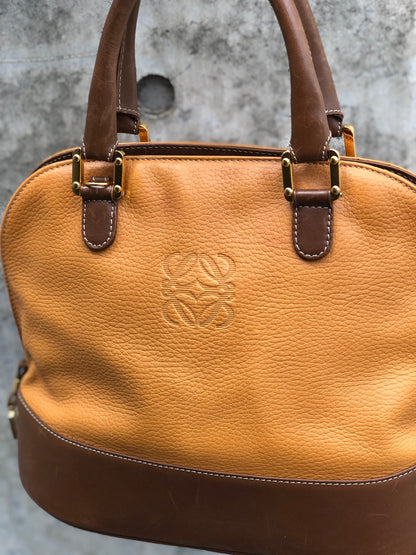 LOEWE  anagram Leather Bugatti Hand bag Brown kp5gpx