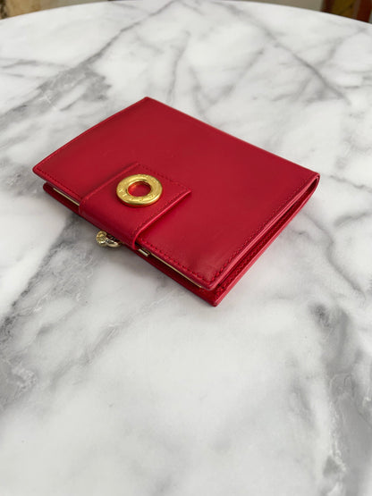 CELINE Circle Logo Clasp Wallet Red Vintage Old Celine eigc2b