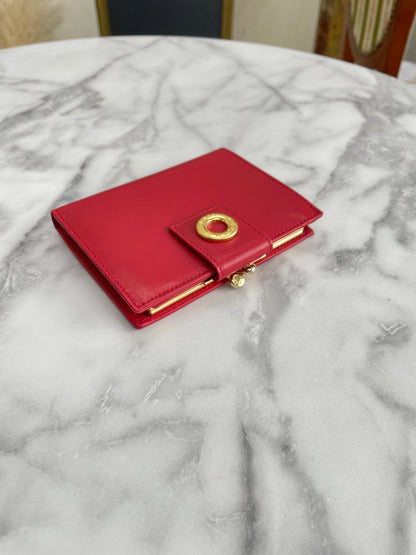 CELINE Circle Logo Clasp Wallet Red Vintage Old Celine eigc2b