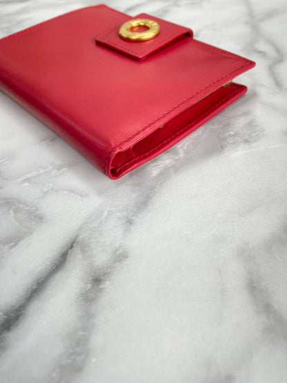 CELINE Circle Logo Clasp Wallet Red Vintage Old Celine eigc2b