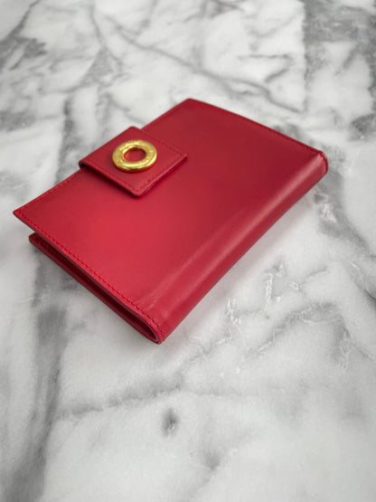 CELINE Circle Logo Clasp Wallet Red Vintage Old Celine eigc2b