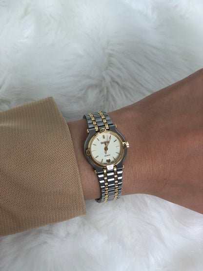 GUCCI Logo Quartz Watch Gold×Silver 9000L Vintage p5fncs