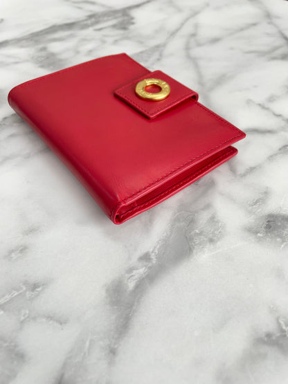 CELINE Circle Logo Clasp Wallet Red Vintage Old Celine eigc2b