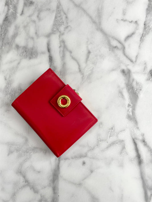 CELINE Circle Logo Clasp Wallet Red Vintage Old Celine eigc2b